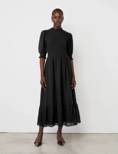 Finery London Amelia 3/4 Sleeve Chiffon Midi Dress In Black