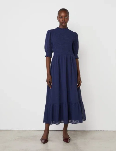Finery London Amelia 3/4 Sleeve Chiffon Midi Dress In Blue