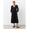 Finery London Arizona Long Sleeve Corduroy Midi Dress In Black