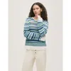 Finery London Audrenia Striped Crochet Jumper In Blue