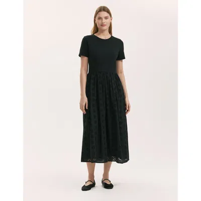 Finery London Brea Embroidered Gathered Midi Dress In Black