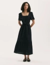 Finery London Corina Cotton Midi Tiered Dress In Black