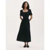 Finery London Corina Cotton Midi Tiered Dress In Black