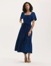 Finery London Corina Cotton Midi Tiered Dress In Purple