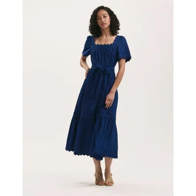 Finery London Corina Cotton Midi Tiered Dress In Purple