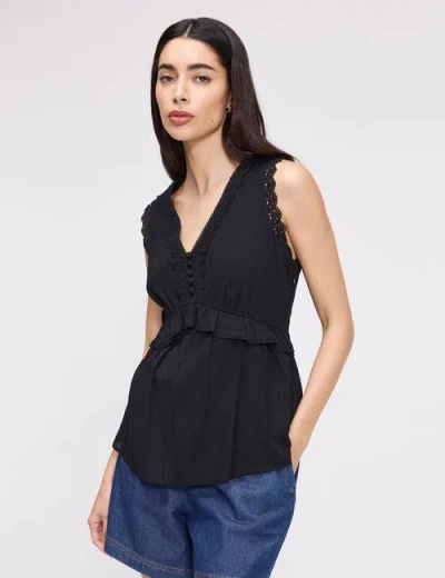 Finery London Cyma Sleeveless Cotton Top In Black