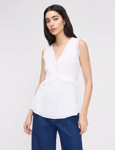 Finery London Cyma Sleeveless Cotton Top In White