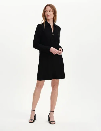 Finery London Enriko Zip Front Short Dress In Black