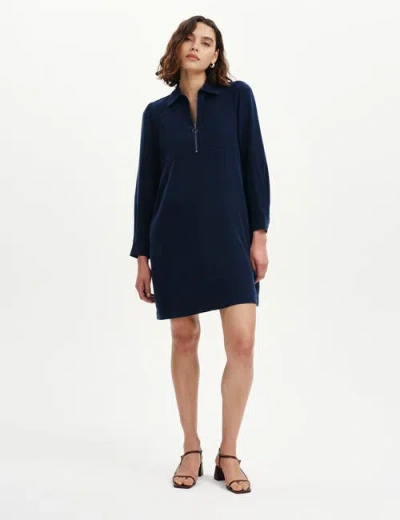 Finery London Enriko Zip Front Short Dress In Blue