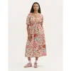 Finery London Estee Floral Crepe Midi Smock Dress In White