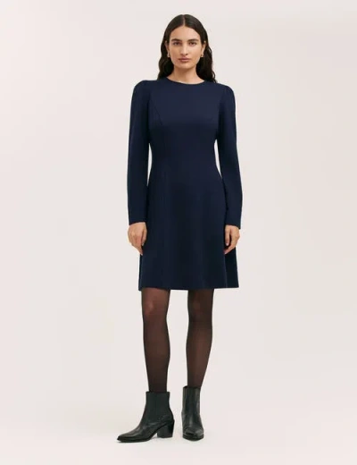 Finery London Eva Ponte Jersey Dress In Blue