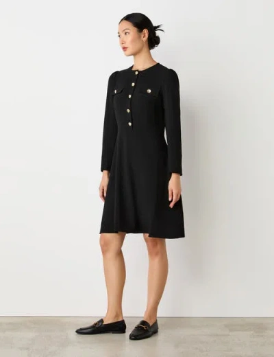 Finery London Evie Long Sleeve Crepe Short Dress In Black