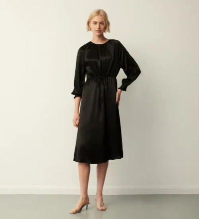 Finery London Florian 3/4 Sleeve Round Neck Midi Dress In Black