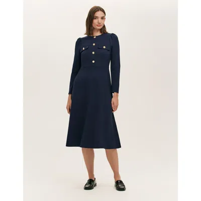 Finery London Gilly Ponte Jersey Midi Dress In Blue