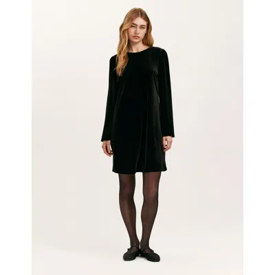 Finery London Hattie Velvet Round Neck Short Dress In Black