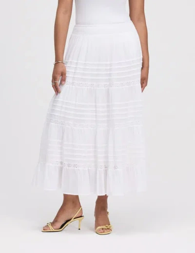 Finery London Imani Cotton Tiered Midi Skirt In White