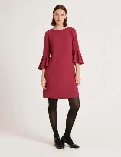 Finery London Izzy Rich Crepe Long Sleeve Short Dress In Burgundy
