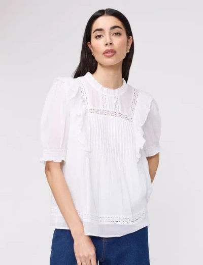 Finery London Jolin Puff Sleeve Cotton Top In White