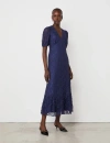 Finery London Loretta 3/4 Sleeve Lace Midi Dress In Blue