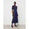Finery London Loretta 3/4 Sleeve Lace Midi Dress In Blue