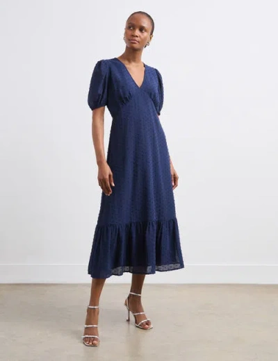 Finery London Loretta V-neck Georgette Midi Dress In Blue