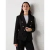 Finery London Lydia Long Sleeve Button Detail Blazer In Black