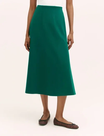 Finery London Mae Ponte Jersey Midi Skirt In Green