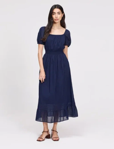Finery London Mandy Cotton Voile Midi Dress In Blue