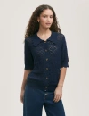 Finery London Marlowe Short Sleeve Crochet Cardigan In Blue
