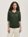 Finery London Marlowe Short Sleeve Crochet Cardigan In Brown