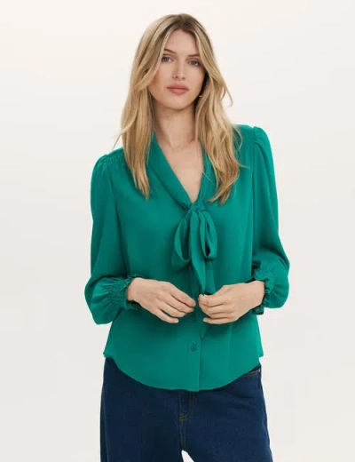 Finery London Mavis Chiffon Blouse In Green