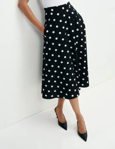 Finery London Meeka Polka Dot Cotton Midi Skirt In Black Spot