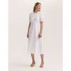 Finery London Mela Cotton Midi Tea Dress In White