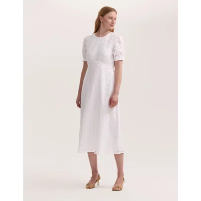 Finery London Mela Cotton Midi Tea Dress In White