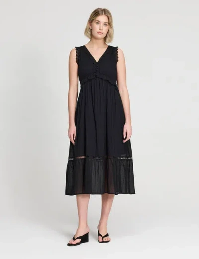 Finery London Myriam Sleeveless Cotton Midi Dress In Black