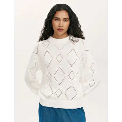 Finery London Odette Round Neck Knitted Sweater In White