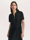 Finery London Orion Zip Front Midi Shirt Dress In Black