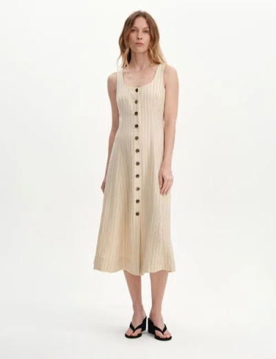 Finery London Petite Jillian Stripe Button Down Dress In Beige Stripe