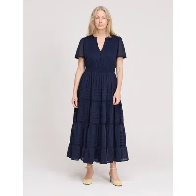 Finery London Petite Juniper Short Sleeve Midi Dress In Blue