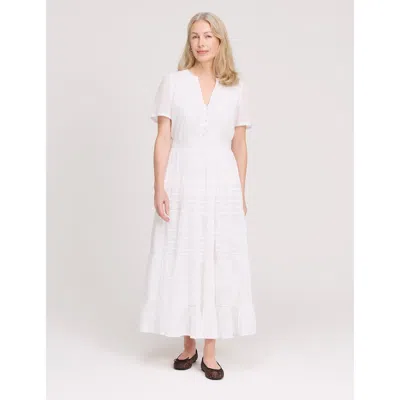 Finery London Petite Juniper Short Sleeve Midi Dress In White