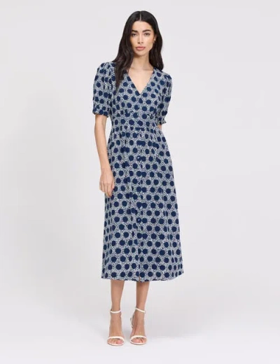 Finery London Petite Samantha Button Down Midi Dress In Blue