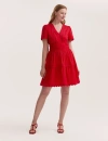 Finery London Reece Ric Rac Trim Cotton Short Dress In Red