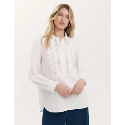 Finery London Remy Lace Detail Cotton Shirt In White