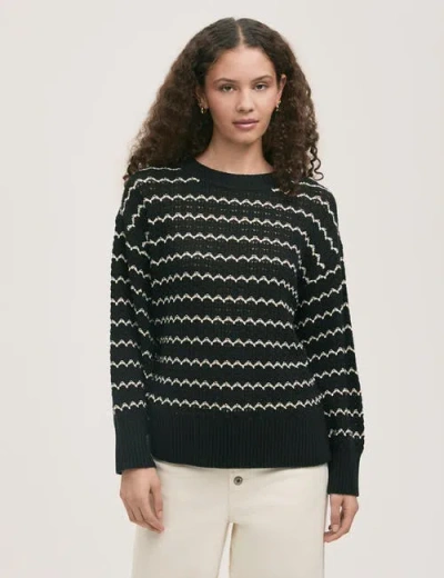 Finery London Sansa Long Sleeve Crochet Jumper In Black