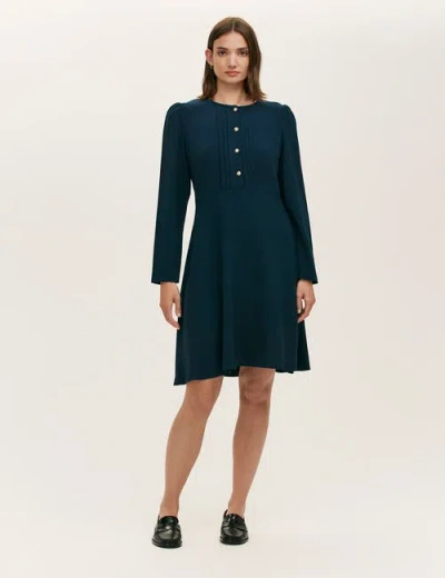Finery London Shauna Crepe Long Sleeve Short Dress In Black