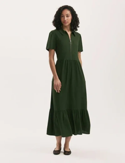 Finery London Tania Linen Blend Midi Shirt Dress In Brown