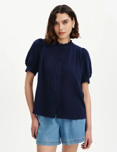 Finery London Teagan Cotton Cheesecloth Pintuck Blouse In Animal Print