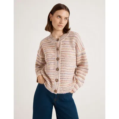 Finery London Whitney Round Neck Knitted Cardigan In Brown