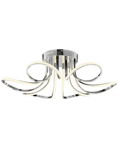 Finesse Decor 6 Petal Flower Led Strip Flush Mount Lamp In Silver