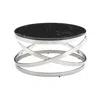 FINESSE DECOR AURORA CHIC COFFEE TABLE, CHROME AND BLACK MARBLE FINISH
